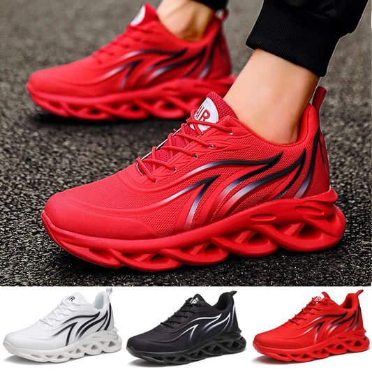Men's Flame Printed Sneakers Flying Weave Sports Shoes Comfortable