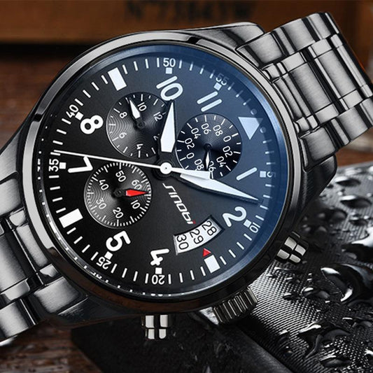 SINOBI Pilot Chronograph Men's Waterproof Quartz Watch